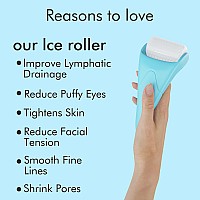 Ice Roller for Face, Eyes Massager, Wrinkles Puffiness Migraine Relief, Facial Self Skin Care Tool for Women (Blue)