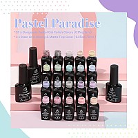 Beetles 23Pcs Gel Nail Polish Kitpastel Paradise Macaron Colors Bright Pink Green Blue Popular Nail Art Solid Sparkle Glitters