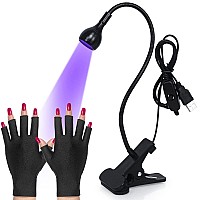 Funfe Led Nail Lamp3W Nail Dryer With Gooseneck And Clamp Adjustable Protection Gloves Portable Uv Light For Manicure Curing L