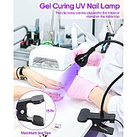 Funfe Led Nail Lamp3W Nail Dryer With Gooseneck And Clamp Adjustable Protection Gloves Portable Uv Light For Manicure Curing L