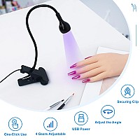 Funfe Led Nail Lamp3W Nail Dryer With Gooseneck And Clamp Adjustable Protection Gloves Portable Uv Light For Manicure Curing L