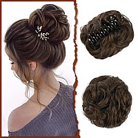 Sofeiyan Claw Clip Messy Bun Hair Piece Wavy Curly Hair Bun Clip In Claw Chignon Ponytail Hairpieces Synthetic Tousled Updo Hair