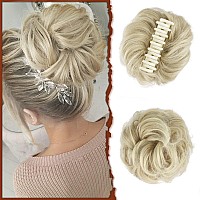 Sofeiyan Claw Clip Messy Bun Hair Piece Wavy Curly Hair Bun Clip In Claw Chignon Ponytail Hairpieces Synthetic Tousled Updo Hair