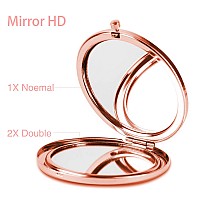 Dynippy Compact Mirror Rose Gold Makeup Mirror Folding Mini Pocket Mirror Portable Hand Mirror Doublesided 2 X 1X Magnification