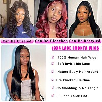 Straight Lace Front Wigs Human Hair 13X4 Hd Transparent Lace Front Human Hair Wigs For Black Women Glueless Brazilian Virgin Hair Lace Frontal Wig 180% Density Pre Plucked With Baby Hair Hairline