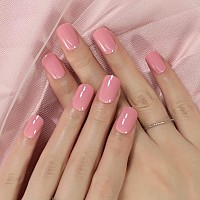 Coolnail Medium Glossy Nude Pink Press On False Nails Short Squoval Round Fake Nails Manicure Daily Salon Nail Art Tips