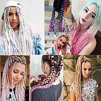 AFNOTE Ombre Braiding Hair Extensions 24 Inch 3 Packs Synthetic High Temperature Rainbow Jumbo Braiding Hair Twist Crochet Braids Hair for Women(C53)