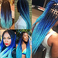 AFNOTE Ombre Blue Braiding Hair Extensions 24 Inch 3 Packs Synthetic High Temperature Jumbo Braiding Hair Twist Crochet Braids Hair for Women(C9)