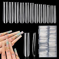 Lionvison 3Xl Clear Full Cover Square Nail Tips For Acrylic Nails Professional 504Pcs Extra Long Tapered Square Straight Nails