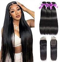 Straight Bundles With Closure Human Hair 20 22 2418 Brazilian Human Hair Bundles With Closure Straight 100 Unprocessed Virgin