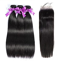 Straight Bundles With Closure Human Hair 20 22 2418 Brazilian Human Hair Bundles With Closure Straight 100 Unprocessed Virgin