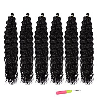 Maysa Ocean Wave Crochet Hair 22inch Soft Synthetic Wave Crochet Hair Curly Crochet Hair Extensions 6Packs #1B Natural Black