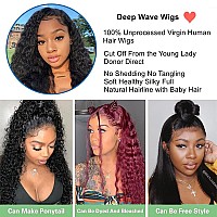 Aomllute Deep Wave Lace Front Wigs Human Hair 180 Density 13X4 Hd Transparent Lace Frontal Wigs For Women Glueless Curly Lace F