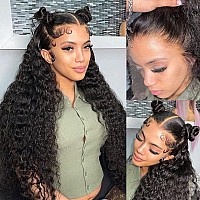 13X4 Lace Front Wigs Human Hair Deep Wave Lace Frontal Wigs 180 Density Glueless Brazilian Virgin Hair Pre Plucked With Baby Ha