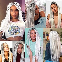 AFNOTE White Braiding Hair Extensions 24 Inch 3 Packs Synthetic High Temperature Jumbo Braiding Hair Twist Crochet Braids Hair for Women(60#)