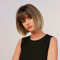 Nayoo Blonde Bob Wig With Bangs 12 Inch Short Blonde Wig For Women Natural Look Color Wigs With Bangs Super Soft And Easy To