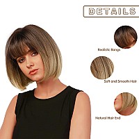 Nayoo Blonde Bob Wig With Bangs 12 Inch Short Blonde Wig For Women Natural Look Color Wigs With Bangs Super Soft And Easy To