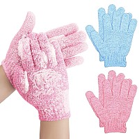 Sibba 2 Pair Bath Gloves For Shower Natural Loofah Exfoliating Wash Gloves For Body And Face Dead Skin Remover Double Sided Mi