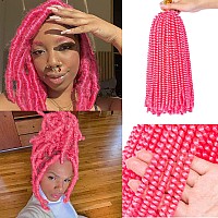 Xtrend 12 Inch 2 Packs Spring Twist Hair For Butterfly Faux Locks Mini Twist Crochet Braiding Hair Synthetic Fluffy Hair Extension For Black Women (PINK#)