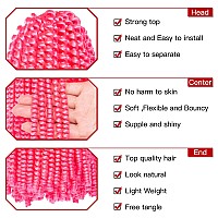 Xtrend 12 Inch 2 Packs Spring Twist Hair For Butterfly Faux Locks Mini Twist Crochet Braiding Hair Synthetic Fluffy Hair Extension For Black Women (PINK#)