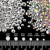 Flatback Crystals Rhinestones Kit Ab And Clear And Mixed Color Multi Size Glass Round Gems With Pickup Pencil And Tweezer For D