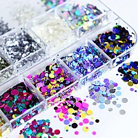 Addfavor 4 Boxes Nail Glitter Sequins Kit Mixed Shape Holographic Butterfly Flower Round Heart Nail Art Flakes For Women Girls B