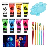 Uv Blacklight Neon Face Body Paint Meicoly 8 Tubes Blacklight Reactive Paintswater Based Washable Nontoxic Neon Party Suppl