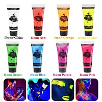 Uv Blacklight Neon Face Body Paint Meicoly 8 Tubes Blacklight Reactive Paintswater Based Washable Nontoxic Neon Party Suppl