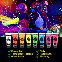 Uv Blacklight Neon Face Body Paint Meicoly 8 Tubes Blacklight Reactive Paintswater Based Washable Nontoxic Neon Party Suppl