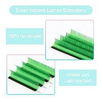 Colored Lash Extensions 007Mm Dd Curl Green Individual Volume Lashes Extensions 1320 Mix Length Color Eyelash Extensions For S