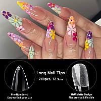 Addfavor 240Pcs Stiletto Nail Tips Clear Full Cover Long Stiletto Fake Nails Acrylic Gel X Nail Tips For Salon And Home Nail Art