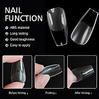 Addfavor 240Pcs Coffin Nail Tips Clear Full Cover Medium Length Coffin Ballerina Fake Nails Acrylic Gel X Nail Tips For Salon An