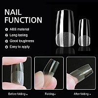 Addfavor 240Pcs Square Nail Tips Medium Length Clear Full Cover Square Fake Nails Acrylic Gel X Nail Tips For Salon And Home Nai