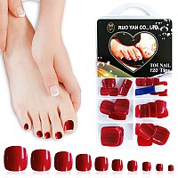 Addfavor 120Pcs Fake Toenails Glossy Short Square Press On Toenails Full Cover Acrylic Solid Color False Toe Nail Tips For Women