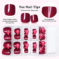 Addfavor 120Pcs Fake Toenails Glossy Short Square Press On Toenails Full Cover Acrylic Solid Color False Toe Nail Tips For Women