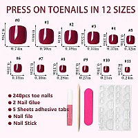 Addfavor 120Pcs Fake Toenails Glossy Short Square Press On Toenails Full Cover Acrylic Solid Color False Toe Nail Tips For Women