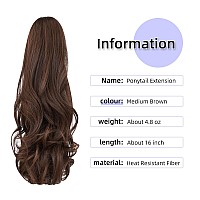 Ponytail Extension16 Claw Clip Hair Extensions Ponytail Short Curly Hair Hair Extension Natural Looking Synthetic Hairpiece Fo