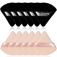 Blaaroom 12 Pieces Velour Pure Cotton Powder Puff Face Makeup Triangle Powder Puffs For Loose Powder Wet Dry Cosmetic Foundation