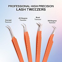 M Lash Tweezers For Eyelash Extensions Set Of 4 Professional Lash Extension Tweezers Fiber Tip Japanese Steel Diamond Gr