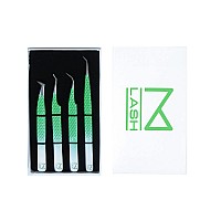 M Lash Tweezers For Eyelash Extensions Set Of 4 Professional Lash Extension Tweezers Fiber Tip Japanese Steel Diamond Gr