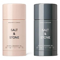 Salt Stone Sensitive Skin Natural Deodorant Duo 2 Pack Santal Vetiver Bergamot Hinoki For Women Men Aluminum Fr