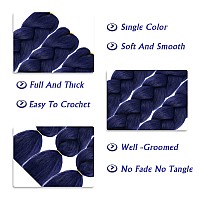 AFNOTE Dark Blue Braiding Hair Extensions 24 Inch 3 Packs Synthetic Jumbo Braiding Hair High Temperature Twist Crochet Braids Hair for Women (A28)