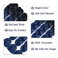 AFNOTE Ombre Dark Blue Braiding Hair Extensions 24 Inch 3 Packs Synthetic Jumbo Braiding Hair High Temperature Twist Crochet Braids Hair for Women (B20)