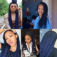 AFNOTE Ombre Dark Blue Braiding Hair Extensions 24 Inch 3 Packs Synthetic Jumbo Braiding Hair High Temperature Twist Crochet Braids Hair for Women (B20)