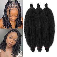 Zrq 3 Packs Springy Afro Twist Hair For Distressed Soft Locs Prefluffed Marley Crochet Braiding Hair 16 Inch Black Spring Twist