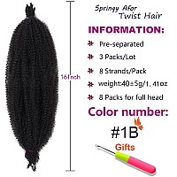 Zrq 3 Packs Springy Afro Twist Hair For Distressed Soft Locs Prefluffed Marley Crochet Braiding Hair 16 Inch Black Spring Twist