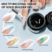 Supwee Solid Builder Gel For Nails 3D Nail Art Gel Clear Nonstick Hand Hard Gel For Carving Patterns Decoration Nail Art Embo