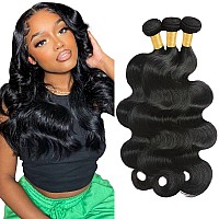 Human Hair Bundles 14 16 18 Inch Body Wave 3 Bundles Human Hair Brazilian Virgin Remy Wet And Wavy Black Weave Hair Bundles Do