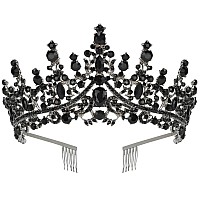 Curasa Black Crown Crystal Crown With Comb Baroque Tiaras And Crown For Women Queen Crown For Halloween Coustume Birthday Party