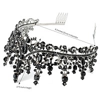 Curasa Black Crown Crystal Crown With Comb Baroque Tiaras And Crown For Women Queen Crown For Halloween Coustume Birthday Party